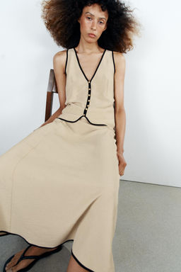 VESTIDO MIDI VIVOS CONTRASTE / Beige claro - Zara фото 7