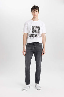 Узкие зауженные джинсовые брюки с нормальной талией и зауженной посадкой - Defacto фото 3