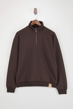TRENDYOL MAN Lacivert Oversize/Genis Kesim Dik Yaka Fermuarl? Etiketli Ici Polarl? Sweatshirt TMNAW25SW00168 - Trendyolmilla фото 31