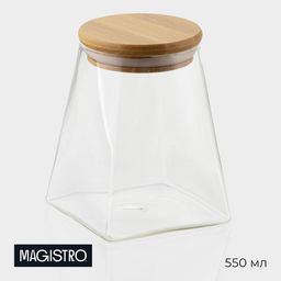 Банка для сыпучих Magistro «Эко. Трапеция», 550 мл, 8.5×12.5 см, с бамбуковой крышкой, стекло
