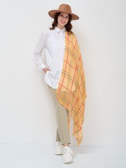 ЛЕН ХЛОПОК ВИСКОЗА Большой, красивый двусторонний палантин с необычной выработкой по всему полотну изделия - Tantino фото 2