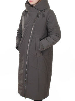 M-9102 GRAY/GREEN Пальто зимнее женское (верблюжья шерсть, 120 гр. холлофайбер)