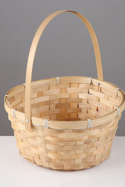 Корзина плетёная, 26×26×12 см, ручка h=18 см, бамбук, натуральный цвет