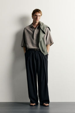 CAMISA POLO RELAXED FIT LINO - ALGOD?N / Gris vigor?