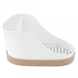 Подставка для губок, моющего средства, тряпок пластмассовая 12х18х10см, Латте (Россия)