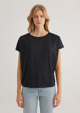 Lux Touch Siyah Basic Tisort - Mavi фото 3