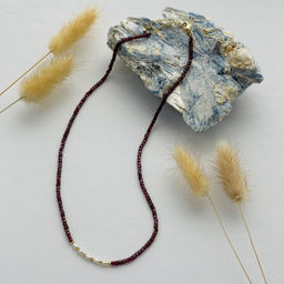 Колье из Граната и Жемчуга 40 см +