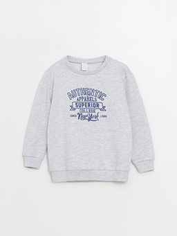 Bisiklet Yaka Uzun Kollu Bask?l? Erkek Bebek Sweatshirt