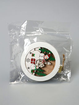 Ёлочная игрушка Шар со снеговиками, 10.5х10.5х1.5 см, от батареек, свечение тёплое белое - Luazon lighting фото 6