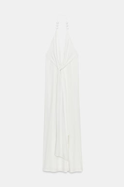 VESTIDO LARGO HALTER BOLAS / Blanco - Zara фото 7