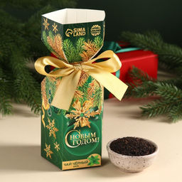 Чай чёрный С Новым годом с мятой, в коробке конфете. 100 г.