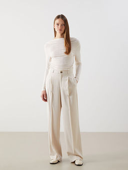 Loose Fit Keten Kar???ml? Kad?n Pantolon