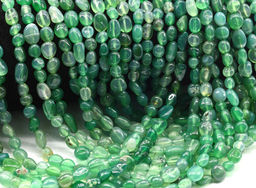 Бусины из агата тонированного галтовка 5*8мм цвет зеленый, 39см, 50 бусин Радуга камня