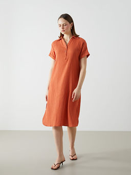 G?mlek Yaka Oversize M?slin Kad?n Elbise