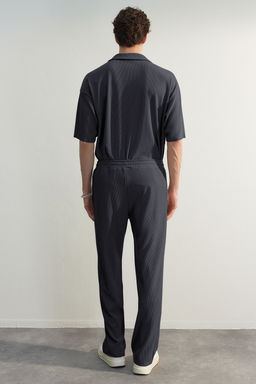 Fume Oversize/Genis Dokulu K?r?smaz Ottoman Polo Yaka T-Shirt TMNSS23PO00020