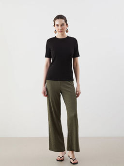 Beli Lastikli Dokulu Geni? Pa?a Kad?n Pantolon