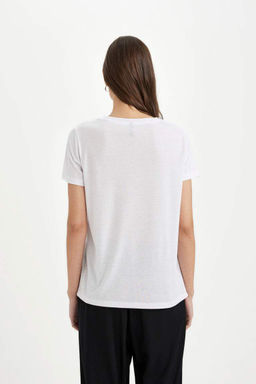 Футболка стандартного кроя с круглым вырезом и короткими рукавами с принтом - Defacto фото 5