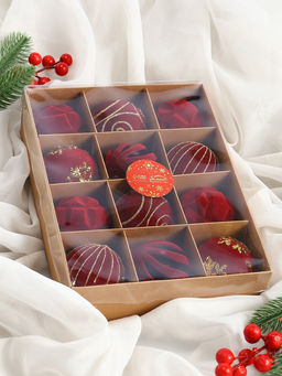 Ёлочные шары «Бархат. Время праздника», d=6 см, 12 шт., завитки снежинки, красный