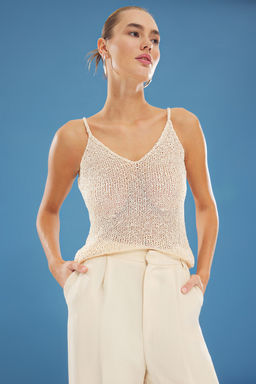 Limited Edition Alt?n Crop Payetli Metalik Iplikli Bluz TWOSS25BZ00321 - Trendyolmilla фото 3