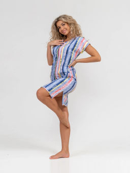 Халат женский, цвет голубой желтый