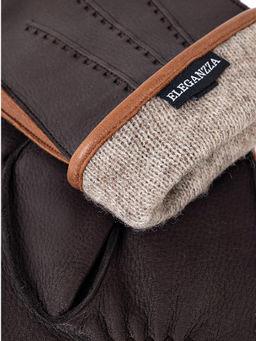Перчатки мужские 100% ш HS790 d.brown/camel - Eleganzza фото 3