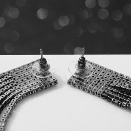 Серьги висячие со стразами Водопад на прямоугольнике, цвет чёрный в серебре, 8 см - Qf фото 2