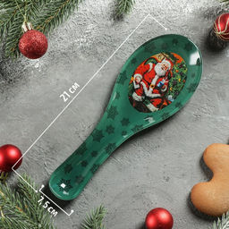 Подставка под ложку Доляна Счастливый Санта, 217.5 см, стекло, зелёная фото 2