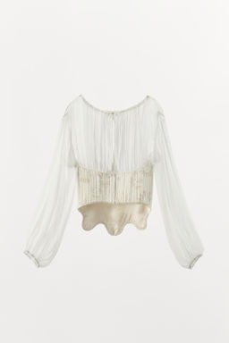 BLUSA CORS? COMBINADA JACQUARD / Estampado - Zara фото 4