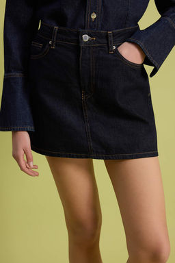 Bej Vintage Y?kama Yuksek Bel Denim Sort Etek TWOSS26SR00110 - Trendyolmilla фото 9