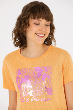 U. S. Polo Assn Женская оранжевая футболка с круглым вырезом - U.s. polo assn фото 2