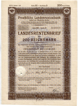 Облигация 4,5% 200 рейхсмарок 1939 года Германия