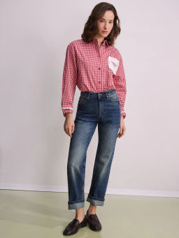 Рубашка из хлопка в клетку / Zarina фото 3