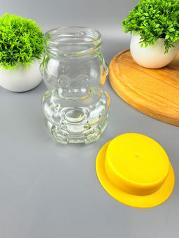 Цена за 2 шт. Банка для мёда 275 мл, "МИШКА" шляпа желтая 475-985