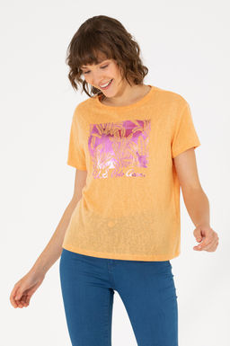 U. S. Polo Assn Женская оранжевая футболка с круглым вырезом