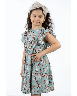 Платье Кетти,КУ цвет Фисташка-Пирожное/вишня,100% хлопок