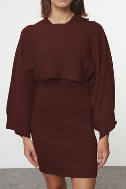 TRENDYOLMILLA Bej Mini Triko Bolero-Elbise Tak?m TWOAW25EL00056  фото 20