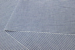 Вареный (стираный) хлопок Белая полоска на синем меланже, ш.2.5м, хл-100%, 125гр/м.кв - Купава фото 3