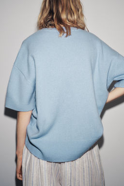 100% WOOL SHORT SLEEVE BASIC KNIT JUMPER - Zara фото 2