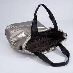 Сумка-тоут на молнии, наружный карман, длинный ремень, цвет бронзовый - Simaland фото 6