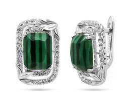 Серьги из серебра малахит, МЦВ73