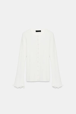 CHAQUETA PUNTO RIB ACABADO ONDULADO / Blanco - Zara фото 3