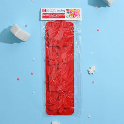 Форма для леденцов новогодняя Доляна Дом для имбирного пряника, силикон, 31?9?1 см, 4 ячейки, с палочками, красная  фото 5