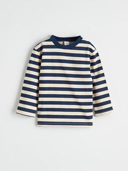 Bisiklet Yaka ?izgili Erkek Bebek Ti??rt