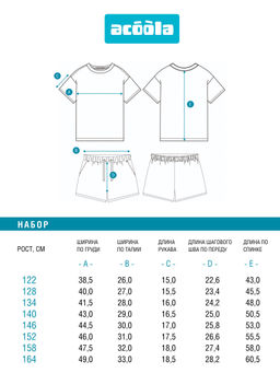ACOOLA / Набор детский для девочек ((1)футболка и (2)шорты) Irga_set разноцветный фото 2