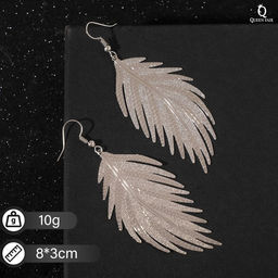 Серьги металл Папоротник листочек, цвет серебро