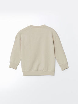 Bisiklet Yaka Bask?l? Erkek Bebek Sweatshirt