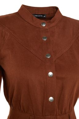 TRENDYOLMILLA Kahverengi Mini Dokuma Dokuma Elbise TWOAW23EL00427  фото 12