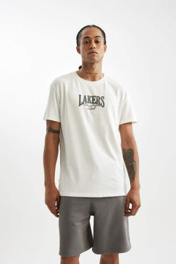 DeFactoFit Футболка стандартного кроя с короткими рукавами и круглым вырезом НБА Лос-Анджелес Лейкерс  фото 3