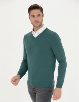 Ye_il Slim Fit V Yaka Basic Triko Kazak - Pierre cardin фото 3