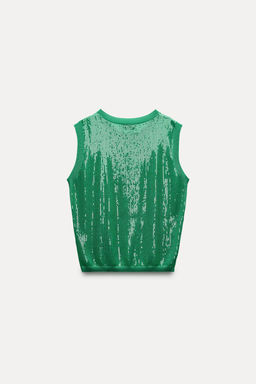 SLEEVELESS SEQUINNED KNIT TOP - Zara фото 16